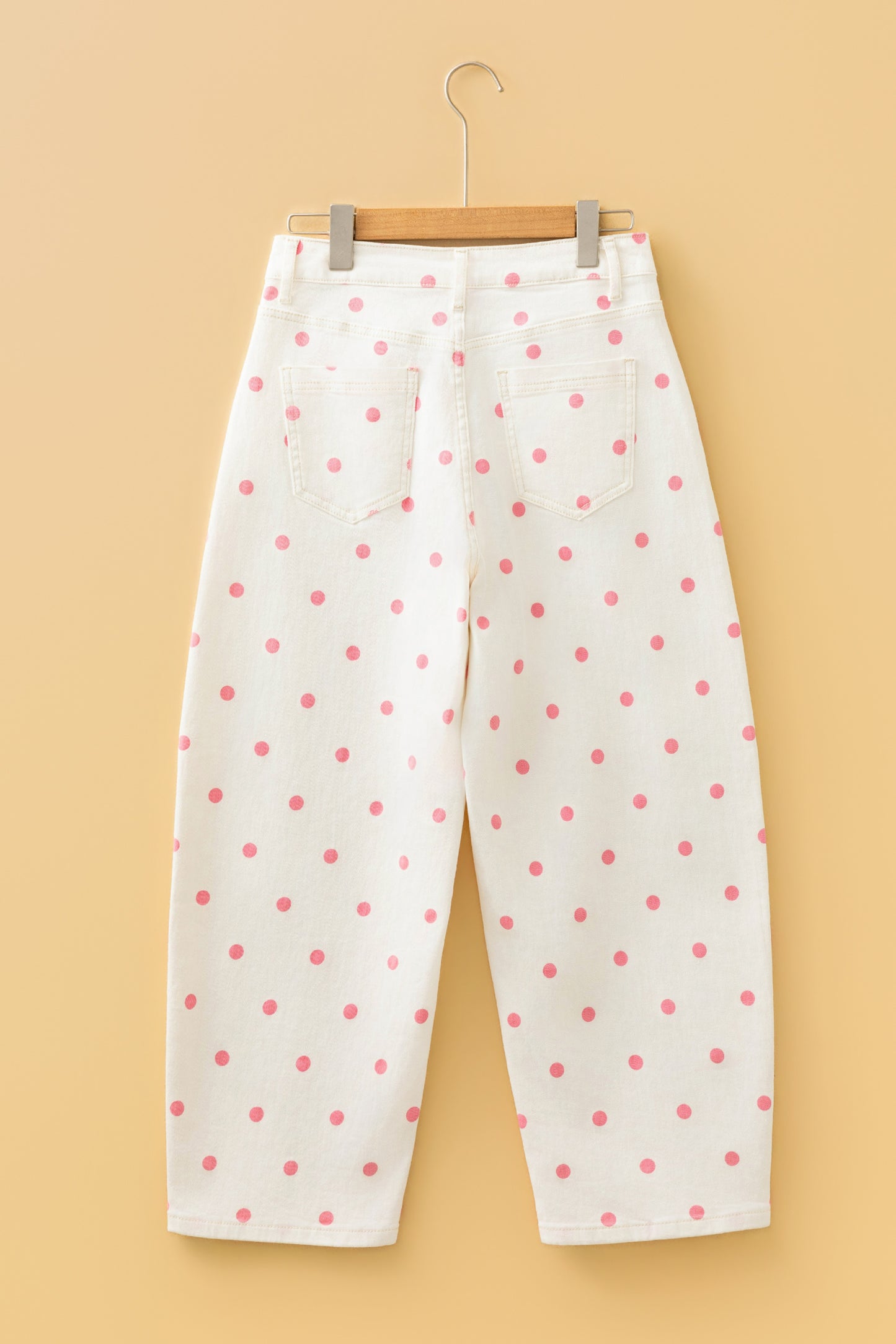 Tailored Seam Polka Dot Print Barrel Jeans