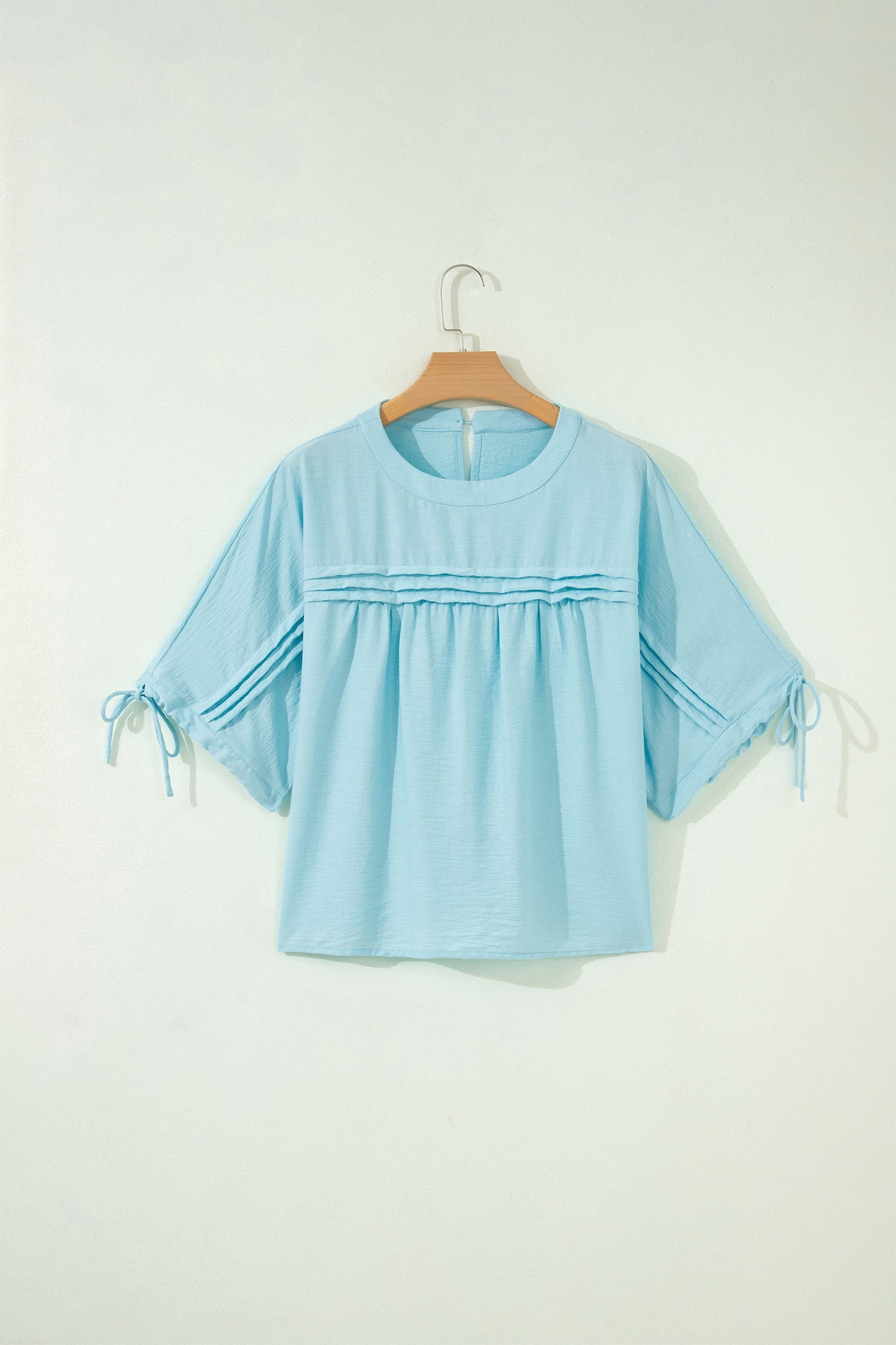 Half Sleeve Pleated Babydoll Blouse - Available in Blue and Yellow