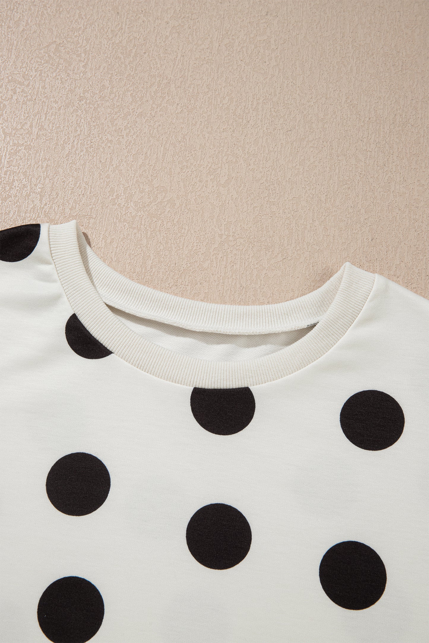 Polka Dot Print Loose Tee Drawstring Elastic Waist 2 Piece Short Set