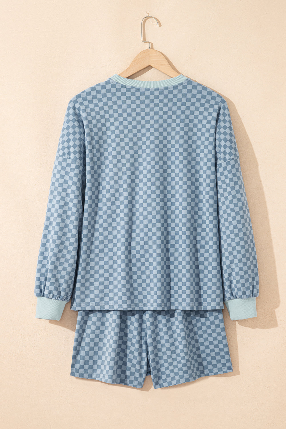 Blue Checkerboard Long Sleeve Pullover and Shorts Set (Warehouse Exclusive)