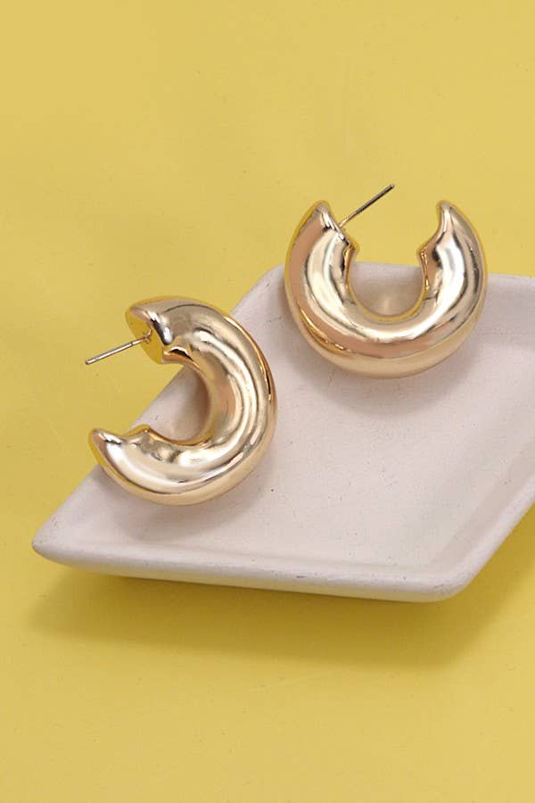 GOLD BUBBLE IRRGEULAR SHAPE HOOP EARRINGS