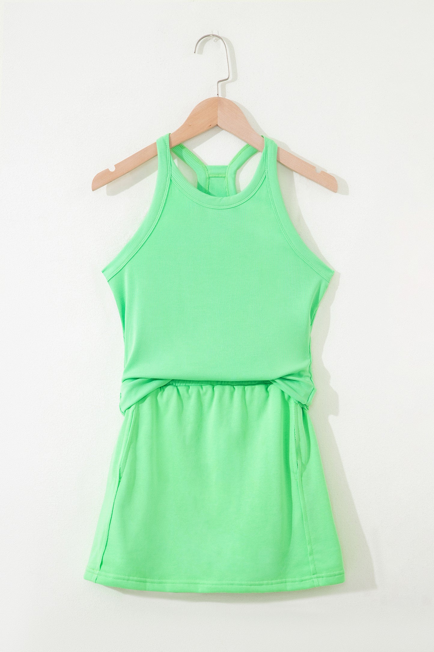 Slim Cropped Tank Top & Elastic Waist Mini Skort 2-Piece Outfit