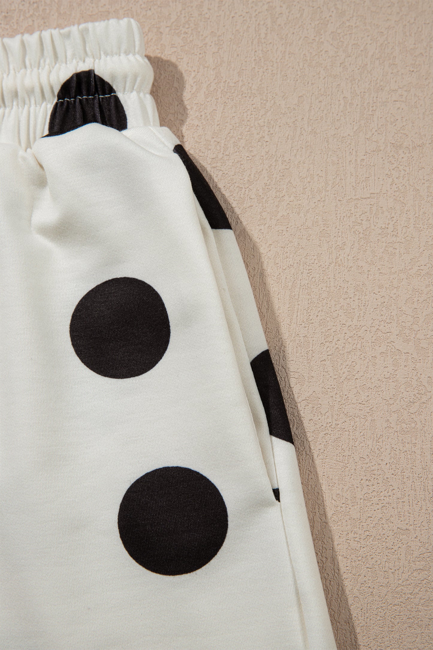 Polka Dot Print Loose Tee Drawstring Elastic Waist 2 Piece Short Set
