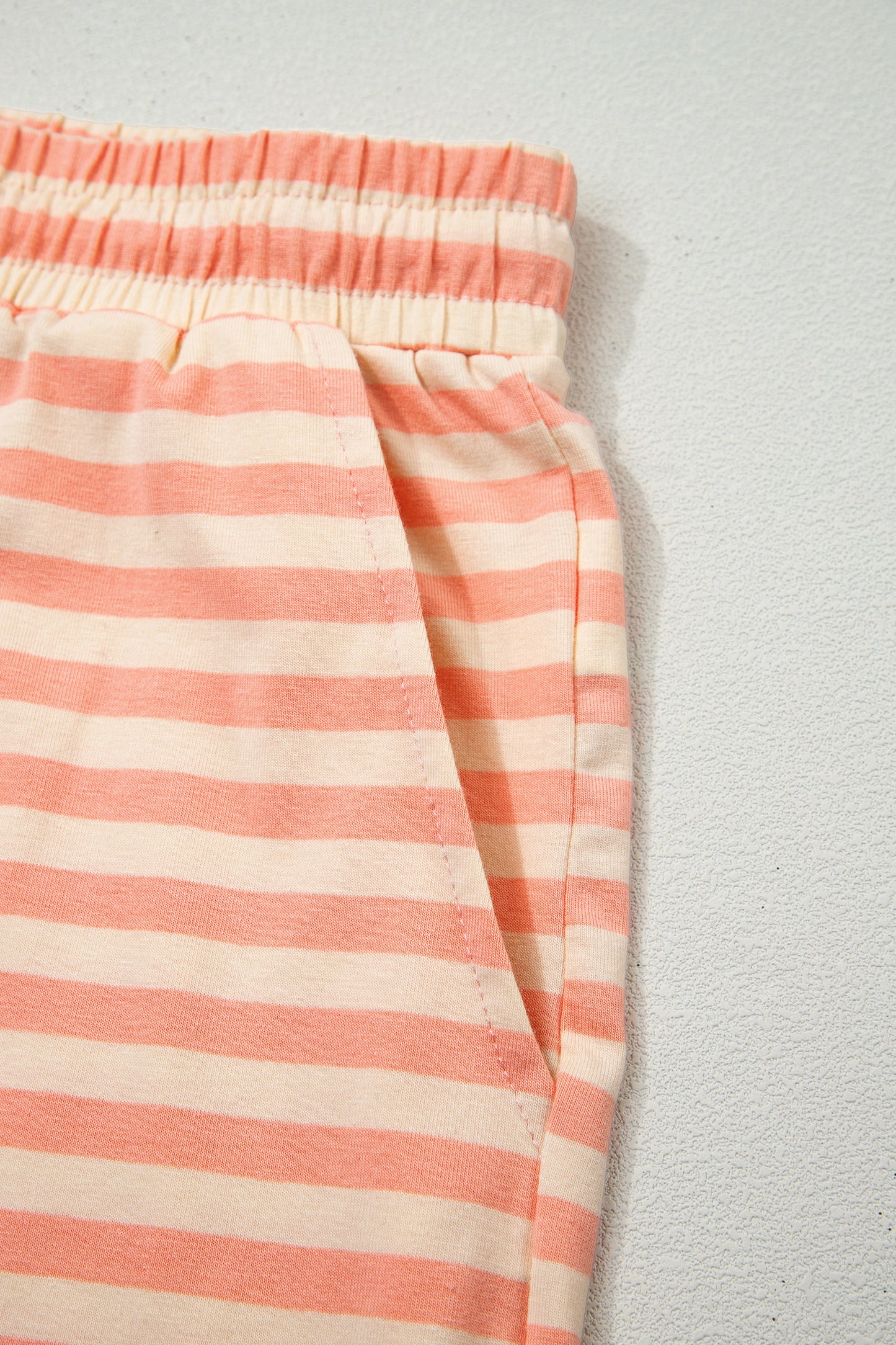 Curvy Stripe Drop Shoulder T Shirt and Shorts Plus Size Set