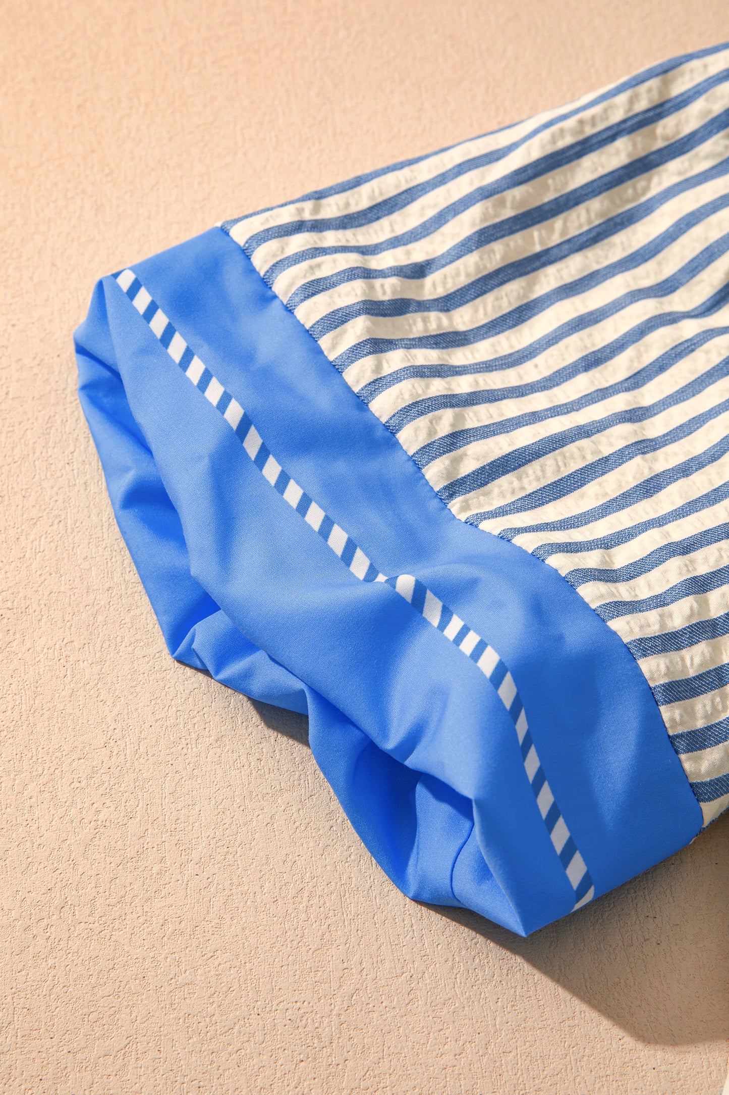 Blue Stripe Color Block Detail Top