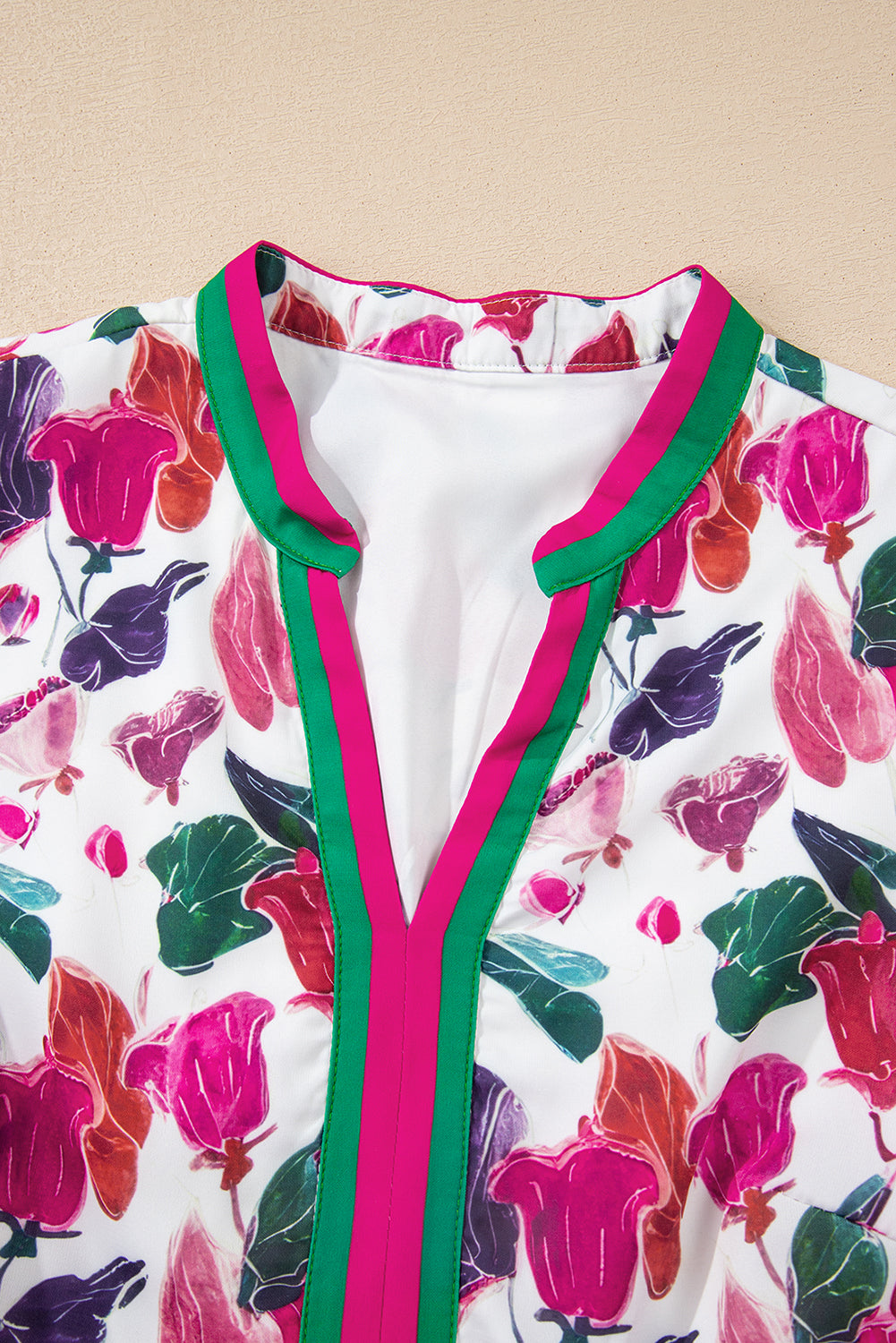 Purple Floral Print Contrast Striped Detail Long Sleeve Mini Dress (Warehouse Exclusives - Online only!)