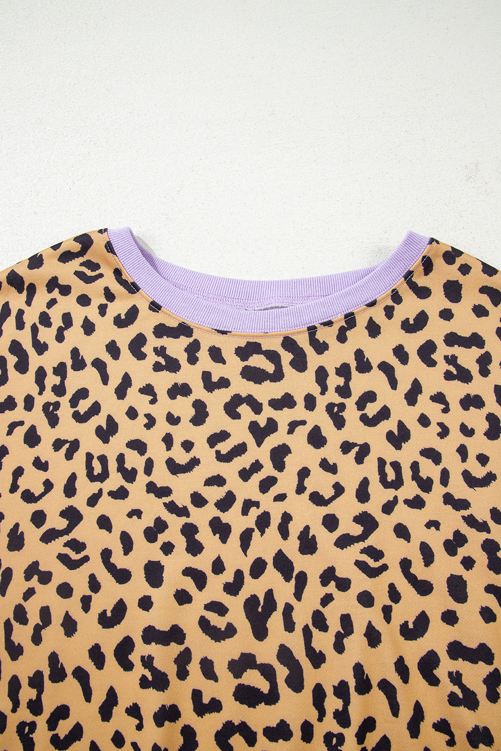 Plus Size Purple Leopard Striped Patchwork Loose Sweatshirt (Warehouse Exclusives - Online only!)