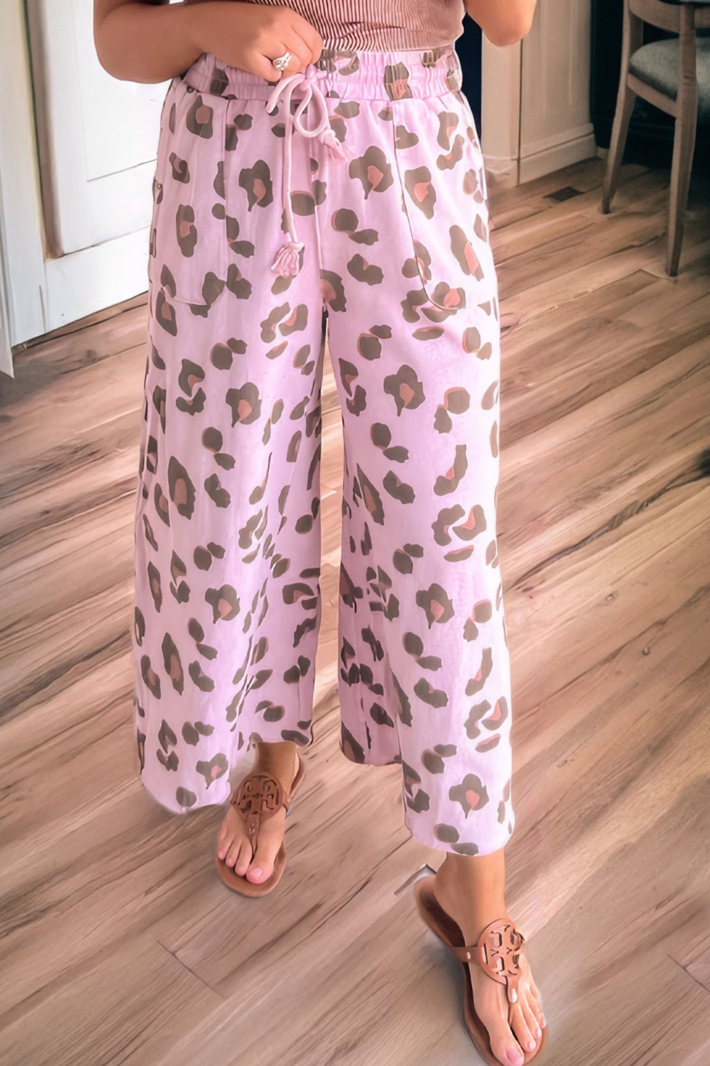 Pink Drawstring Leopard Print Pants (Warehouse exclusives- online only)