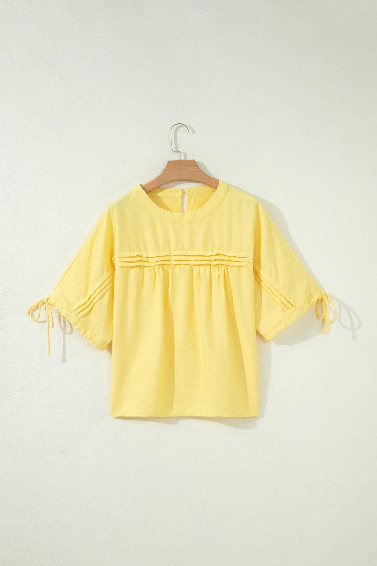 Half Sleeve Pleated Babydoll Blouse - Available in Blue and Yellow