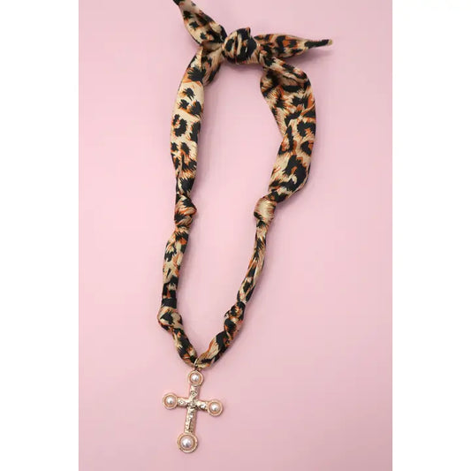 Leopard Handmade Scarf Charm Necklace