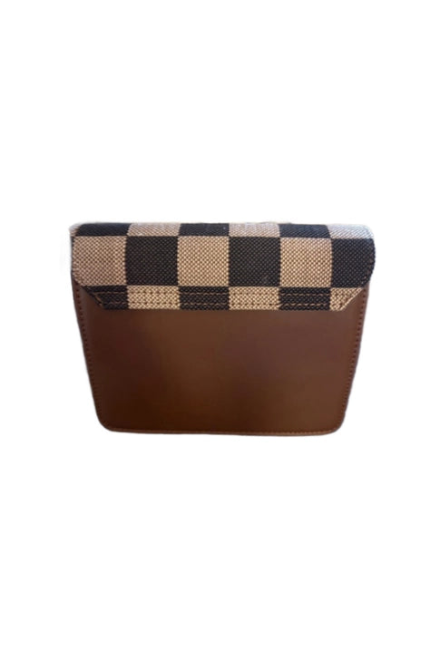 Upcycled LV Checker Chained Crossbody Bag (LV Logo is Authentic and has been repurposed onto a new bag)