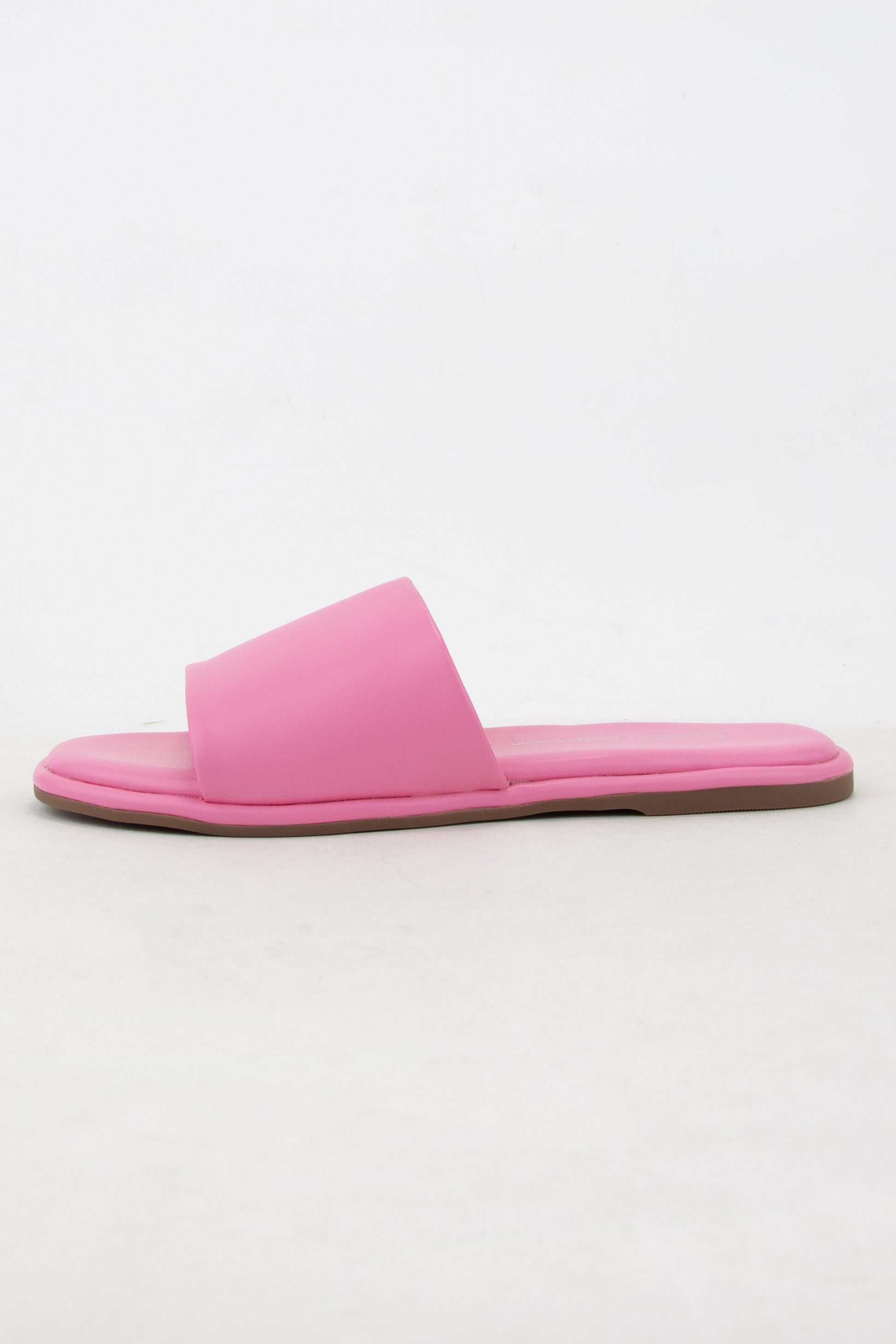 Pink padded sole slides by Modern Grace featuring comfortable cushioned soles and stylish open-toe design.