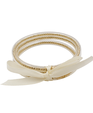Clear tube gold bead bangle bracelet by Modern Grace featuring sleek transparent tubes and gold beads for stylish wear.