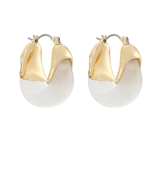 Graduated marble acrylic hoops earrings by Modern Grace featuring stylish, colorful layered design with gold-tone accents.