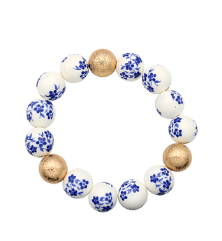 Modern Grace Chinoiserie glass bead bracelet featuring colorful, intricate beads on a delicate elastic band.