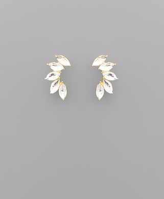 Elegant Modern Grace Crystal Marquise Studs featuring sparkling marquise-shaped crystals and a sleek silver setting.