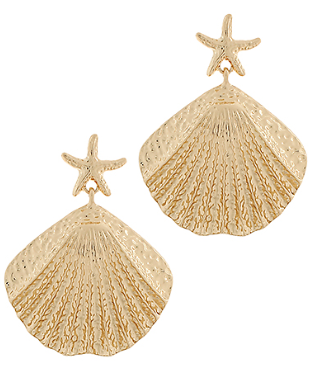 Textured Shell Shape & Starfish Earrings
