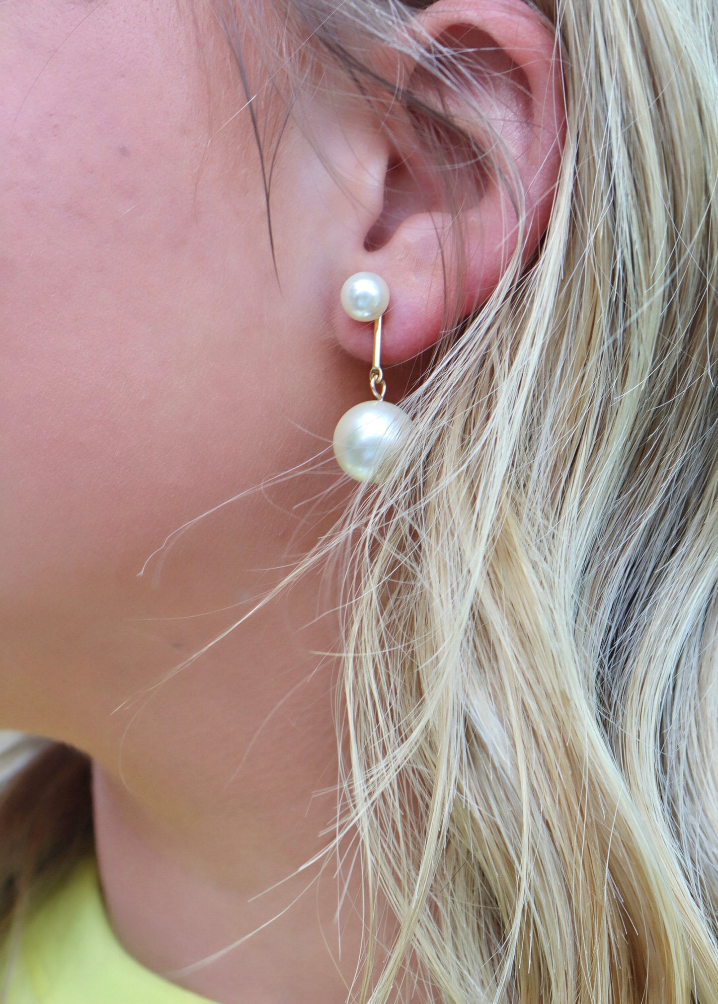 Water Resistant Pearl 7mm & 15mm Ball Linked Drop Earrings