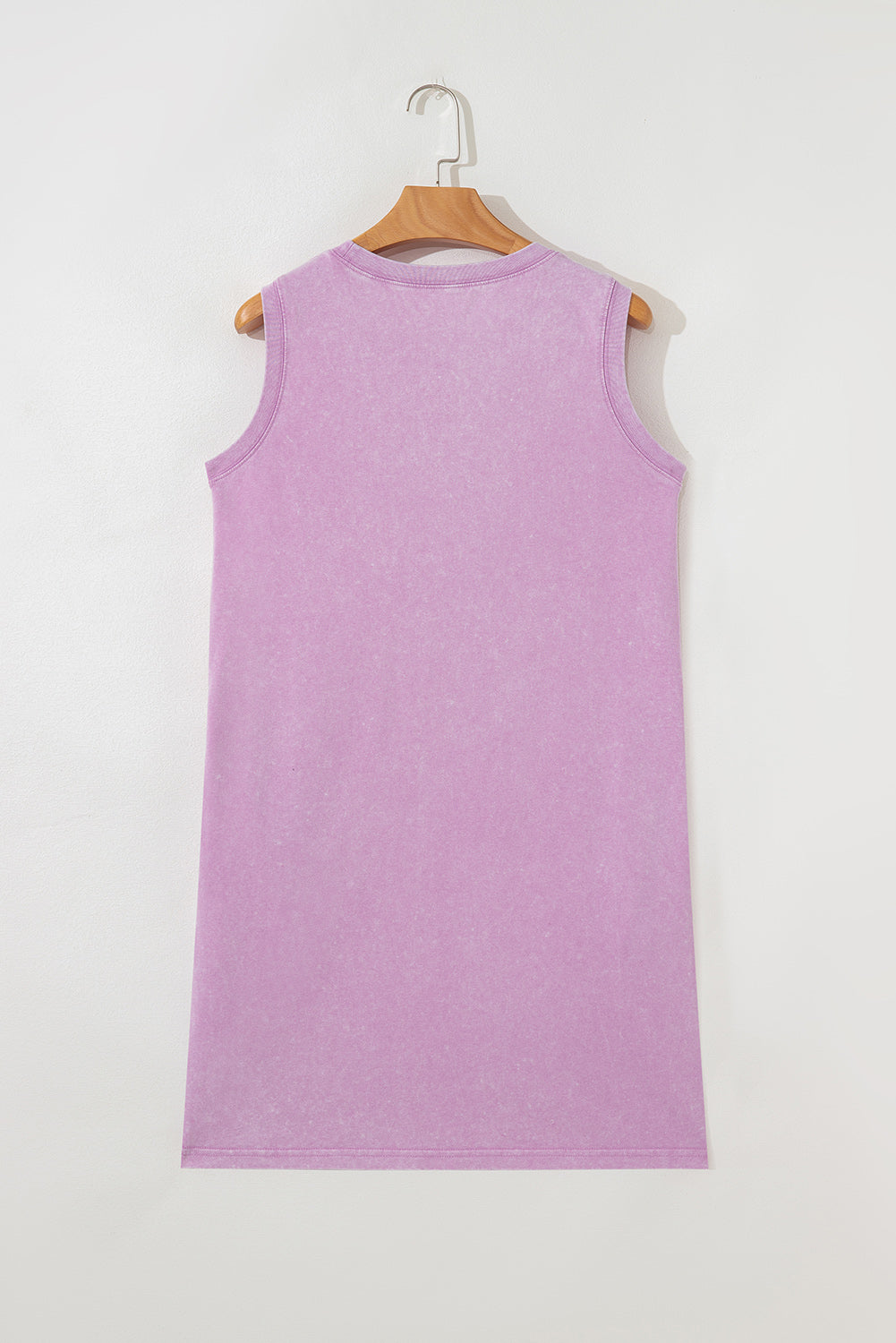 Purple Modern Grace mini tank dress with pockets, made from 100% cotton mineral wash fabric, featuring a casual, relaxed fit.