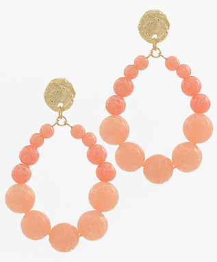 Modern Grace beaded stone ball circle earrings in two colors, featuring elegant round stone beads and hoop design.
