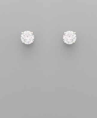 Modern Grace 7mm CZ round stud earrings featuring sparkling cubic zirconia stones set in silver-tone jewelry.