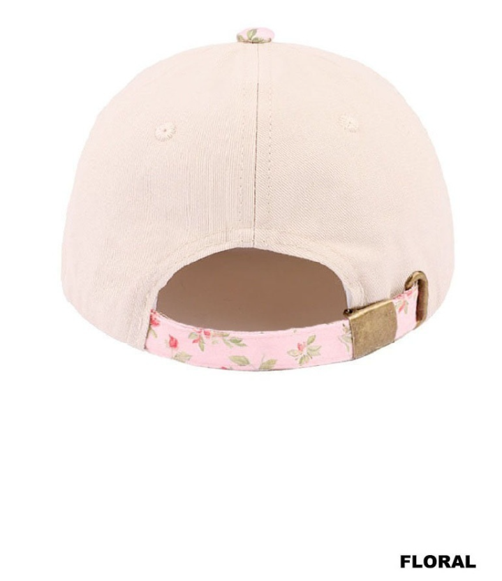 Floral Bad Hair Day two-tone canvas cotton cap - back view | Modern Grace

