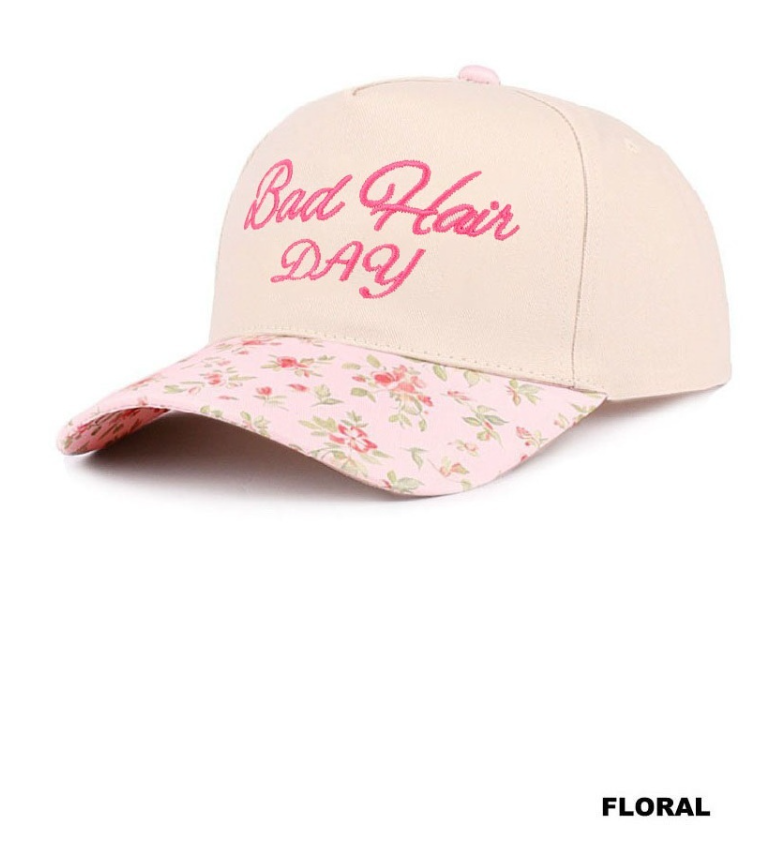 Floral Bad Hair Day two-tone canvas cotton cap - side view | Modern Grace
