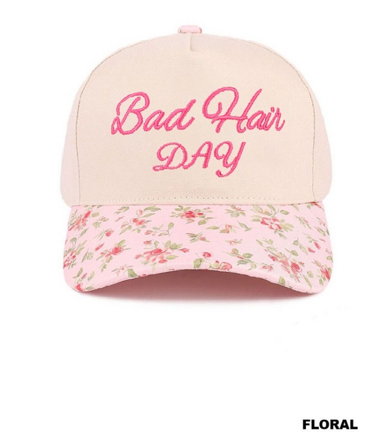 Floral Bad Hair Day two-tone canvas cotton cap - front view | Modern Grace
