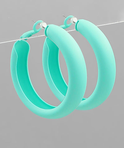Color coated hoops earrings by Modern Grace featuring vibrant, glossy finishes and a stylish, lightweight design.