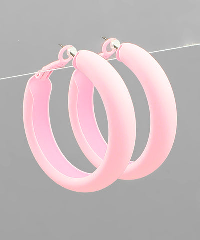 Color coated hoops earring by Modern Grace featuring vibrant, glossy finish and lightweight gold-tone hoop design.