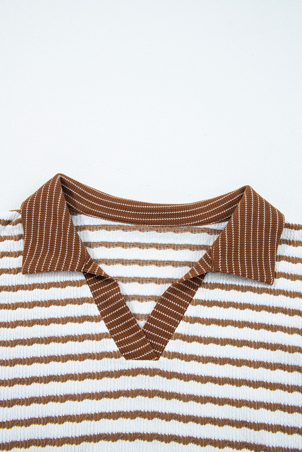 Plus size khaki stripe V neck collar loungewear set by Modern Grace featuring loose pants and a relaxed fit, online exclusive.