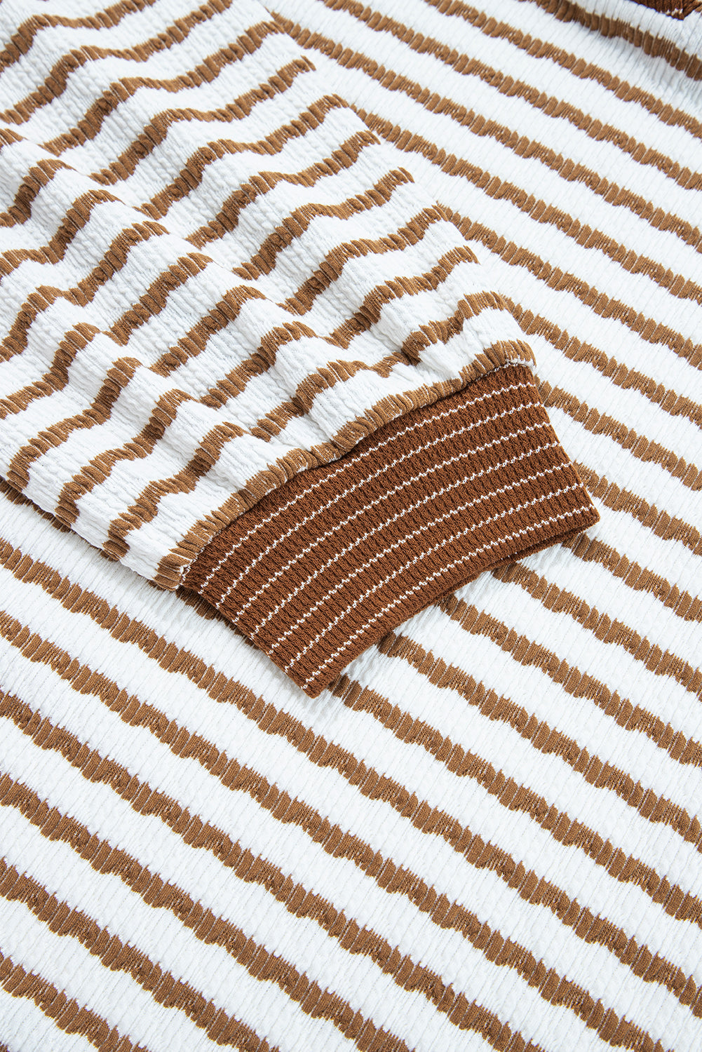 Plus size khaki stripe collar V-neck loose pant set by Modern Grace, featuring a relaxed fit and comfortable loungewear style.