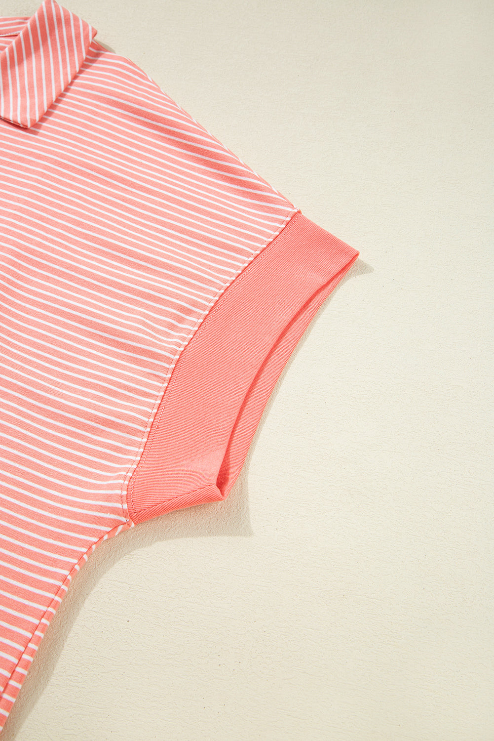 Peach Stripe Loose Polo T Shirt and Shorts Plus Size 2pcs Outfit (Warehouse Exclusive)