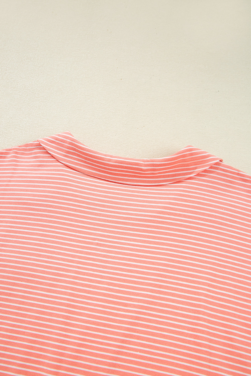 Peach Stripe Loose Polo T Shirt and Shorts Plus Size 2pcs Outfit (Warehouse Exclusive)