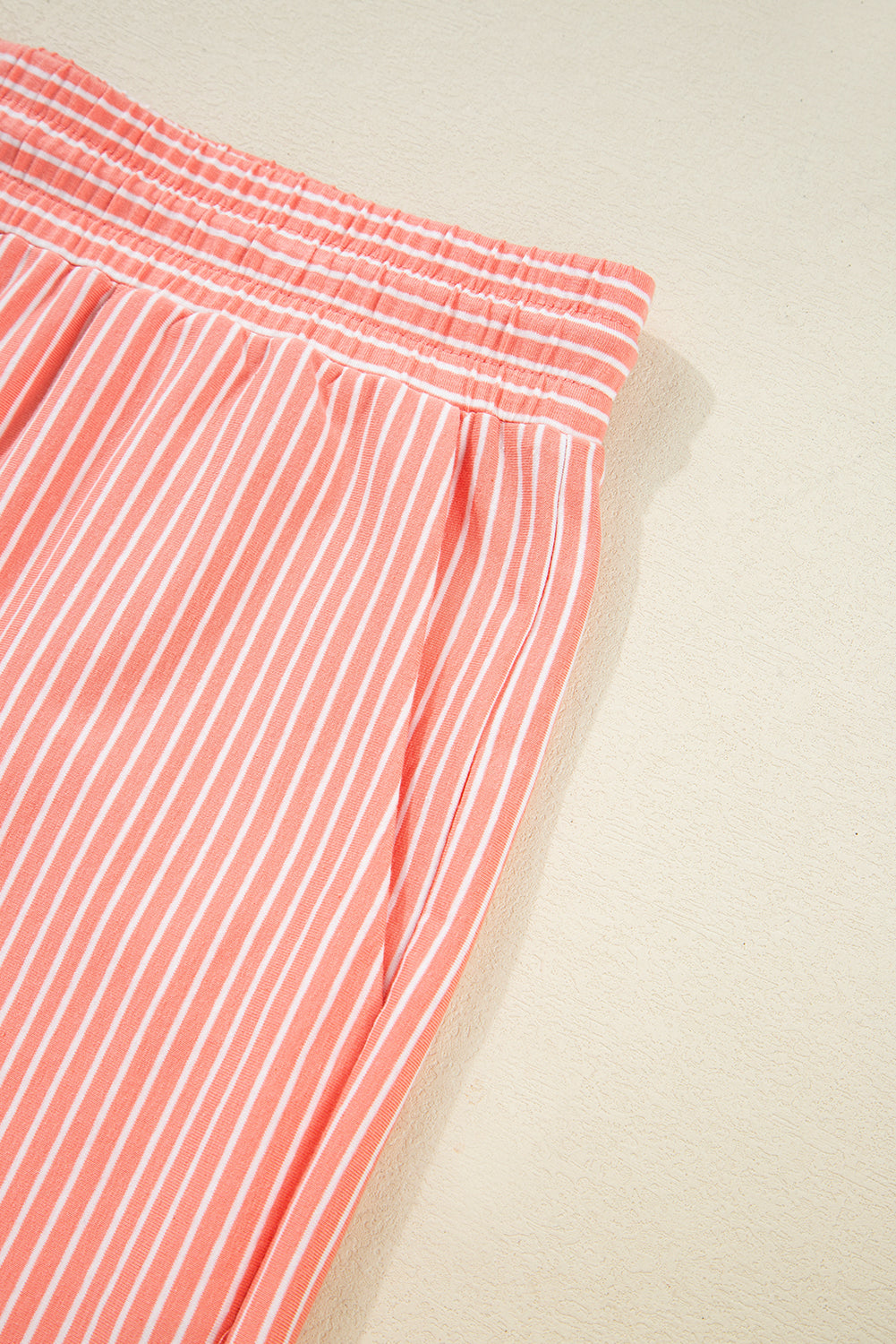 Peach Stripe Loose Polo T Shirt and Shorts Plus Size 2pcs Outfit (Warehouse Exclusive)