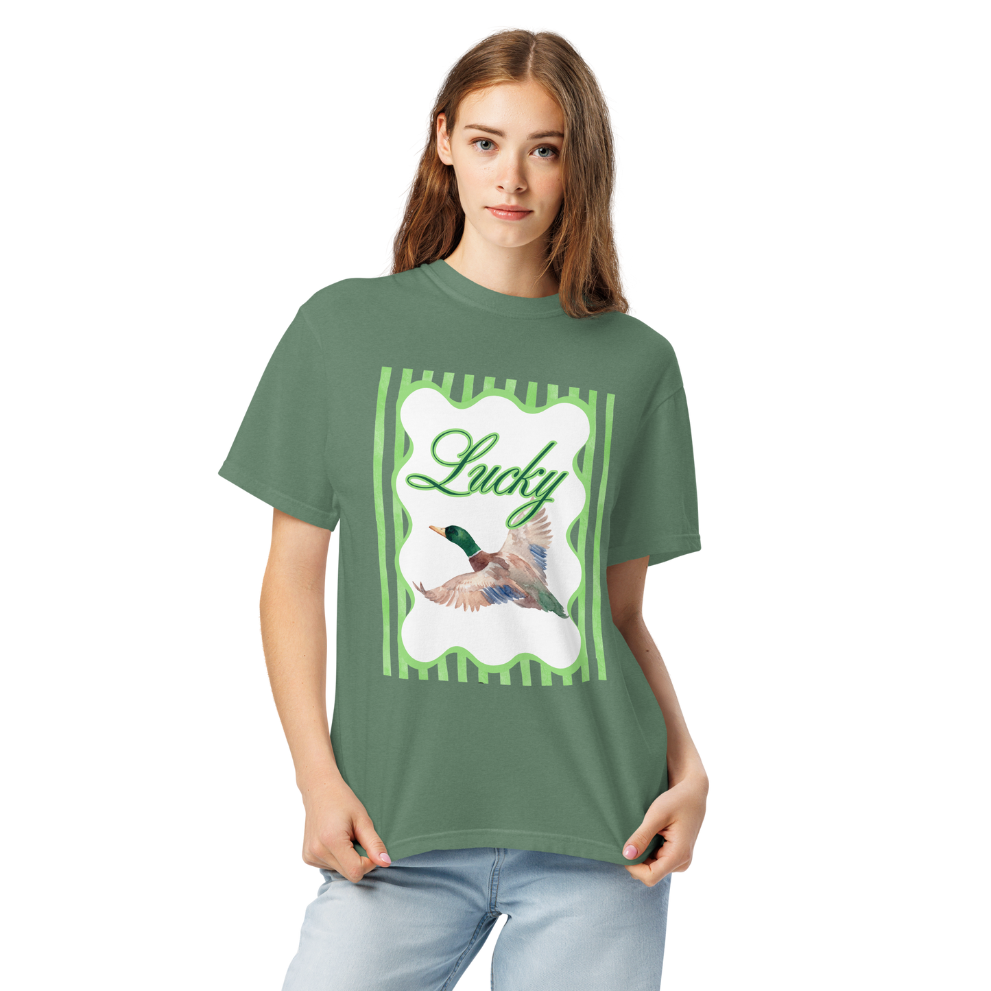 Lucky Duck Mallard T-Shirt - Unisex Garment-Dyed Heavyweight Comfort Colors Short Sleeve T-Shirt