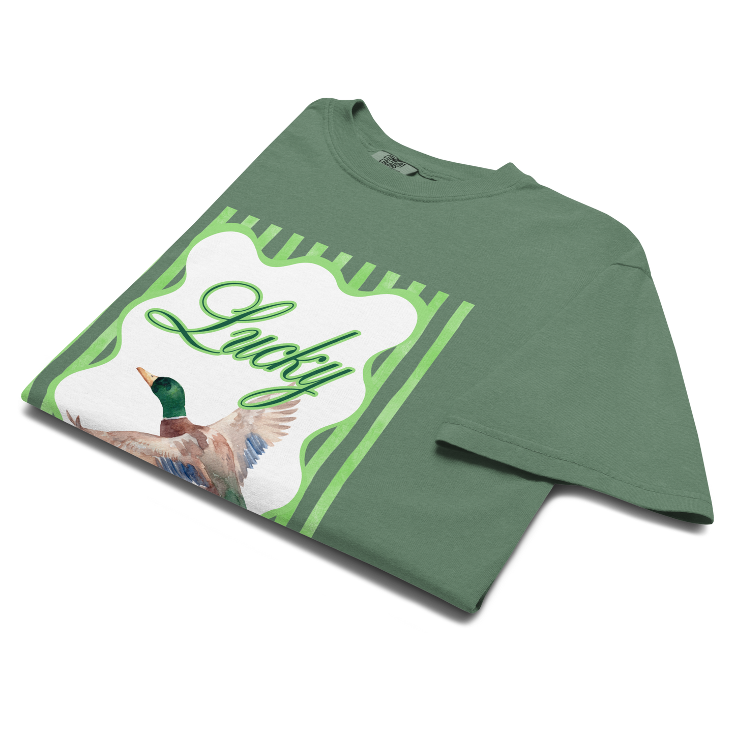 Lucky Duck Mallard T-Shirt - Unisex Garment-Dyed Heavyweight Comfort Colors Short Sleeve T-Shirt