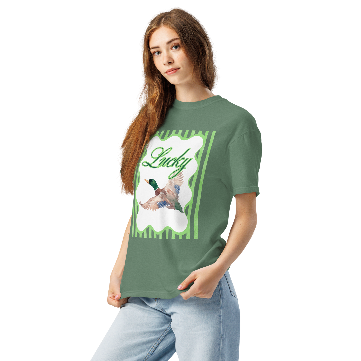 Lucky Duck Mallard T-Shirt - Unisex Garment-Dyed Heavyweight Comfort Colors Short Sleeve T-Shirt