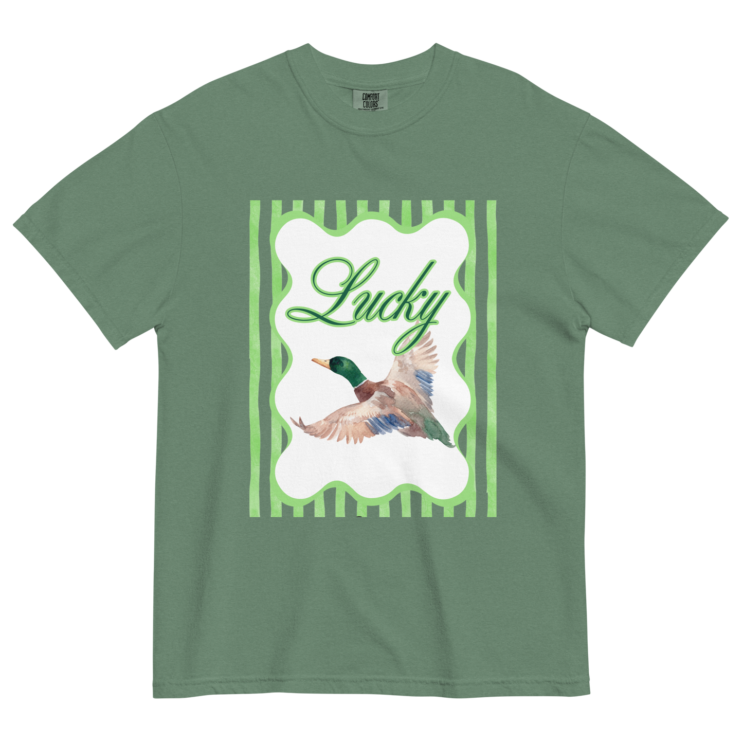 Lucky Duck Mallard T-Shirt - Unisex Garment-Dyed Heavyweight Comfort Colors Short Sleeve T-Shirt