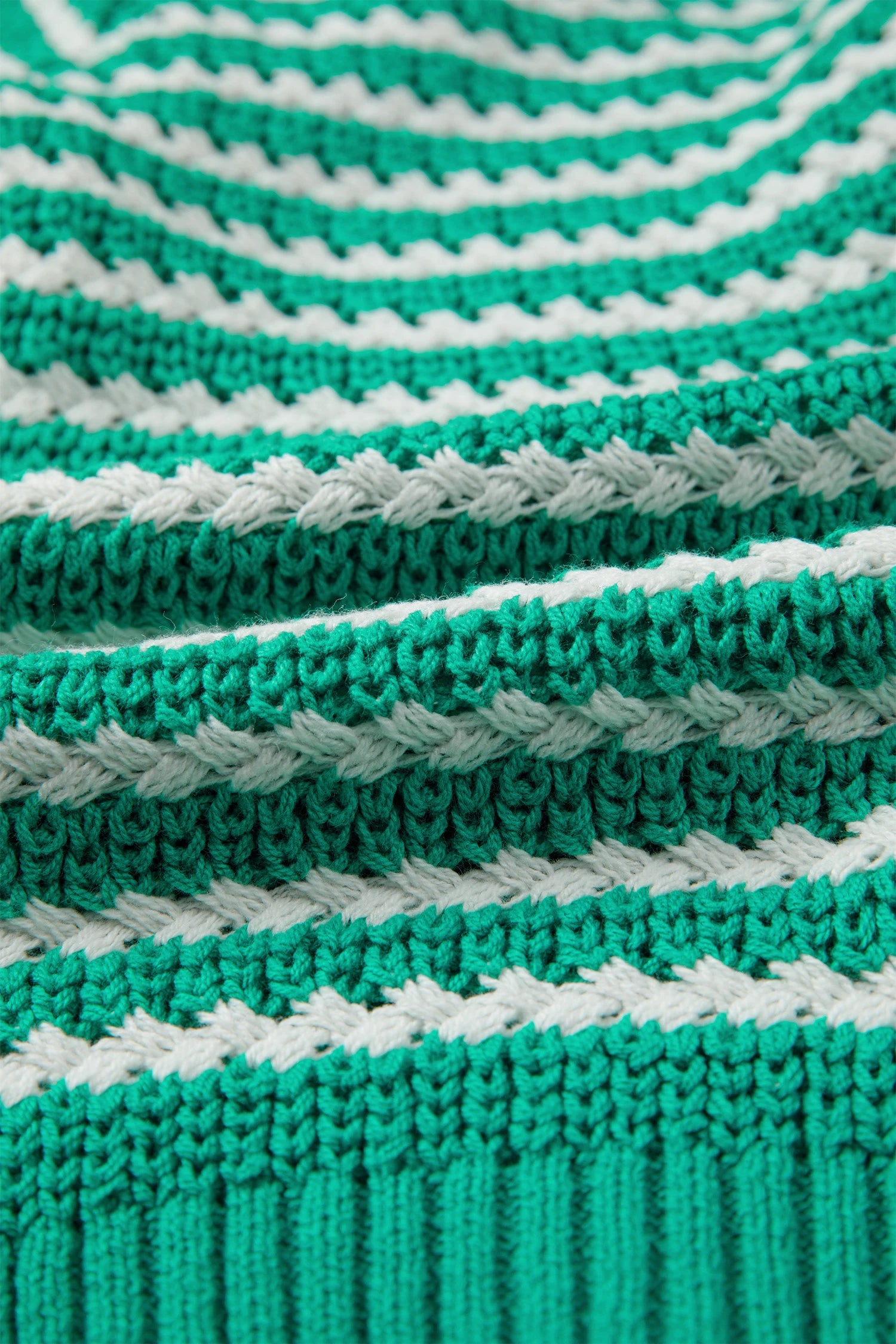 Green stripe short sleeve V-neck sweater with bow knot detail by Modern Grace, showcasing a stylish and casual knit design.