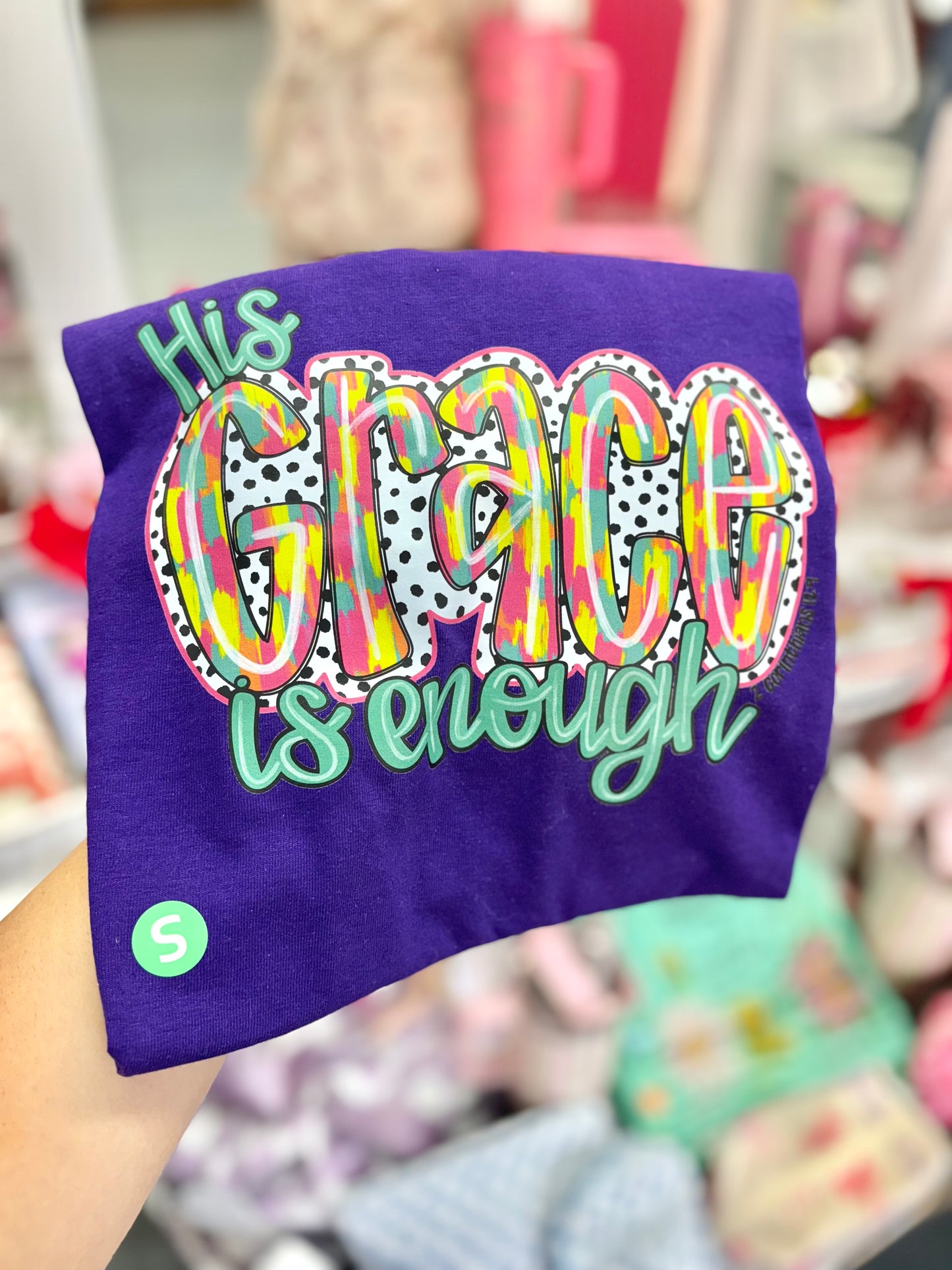 Purple JTH "His Grace Is Enough" T-Shirt by Modern Grace featuring a comfortable fit and inspirational Christian message.