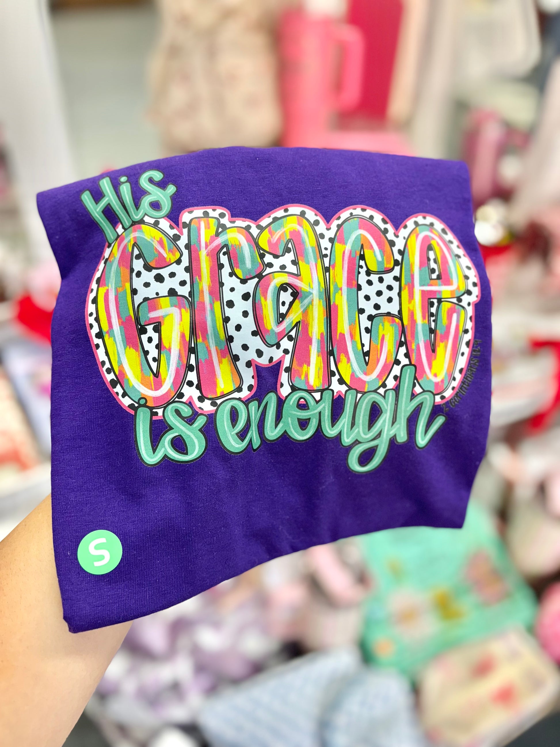 Purple JTH "His Grace Is Enough" T-Shirt by Modern Grace featuring a comfortable fit and inspirational Christian message.