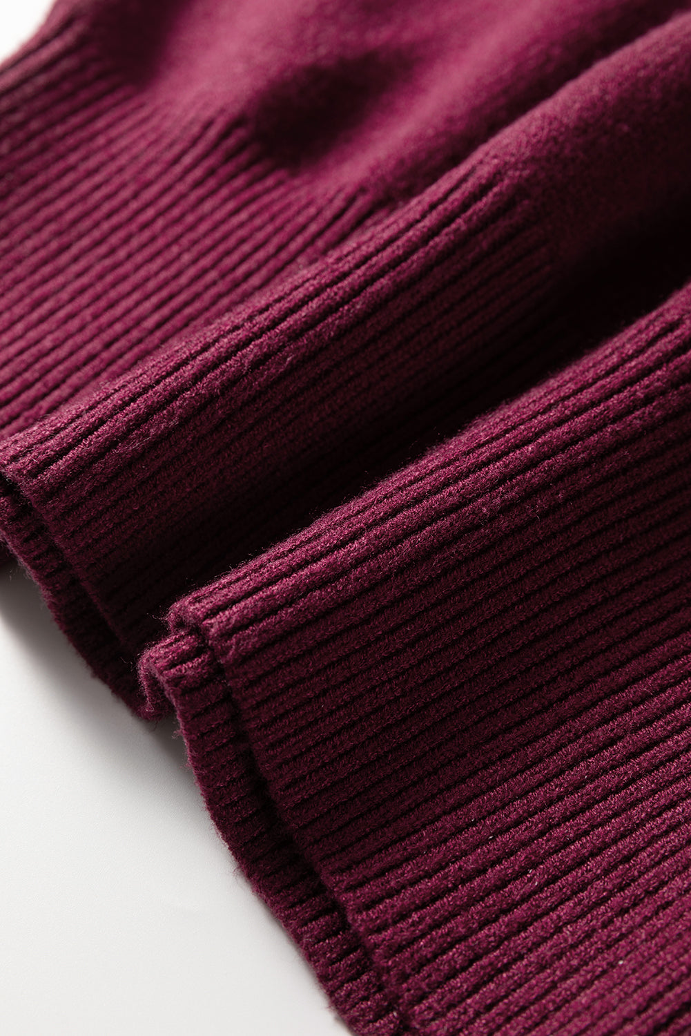 Modern Grace Burgundy short sleeve sweater with contrast trim and V-neck, perfect for casual or layered fall looks.