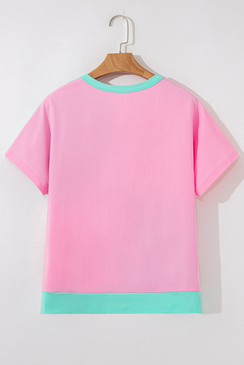 Mint green two-tone collared T-shirt by Modern Grace featuring half buttons, made of cotton and elastane, exclusive to Warehouse.