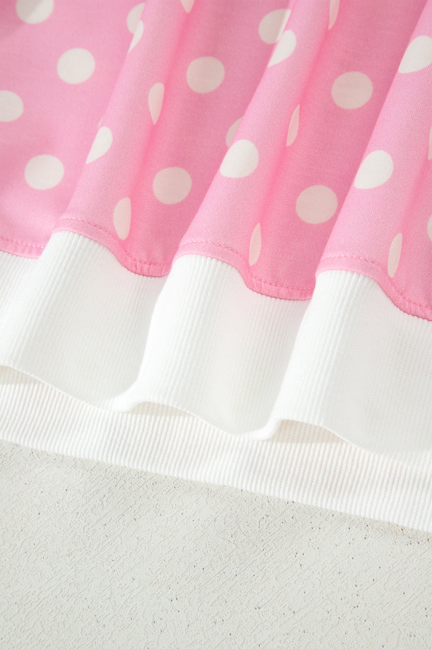 Polka Dot Print Color Block Trim Mock Neck Short Set