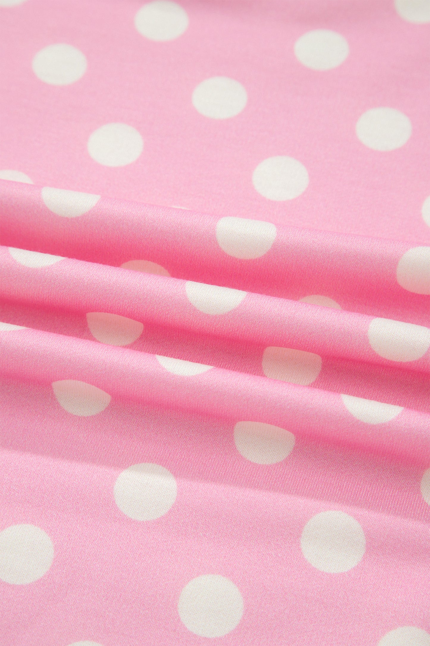 Polka Dot Print Color Block Trim Mock Neck Short Set