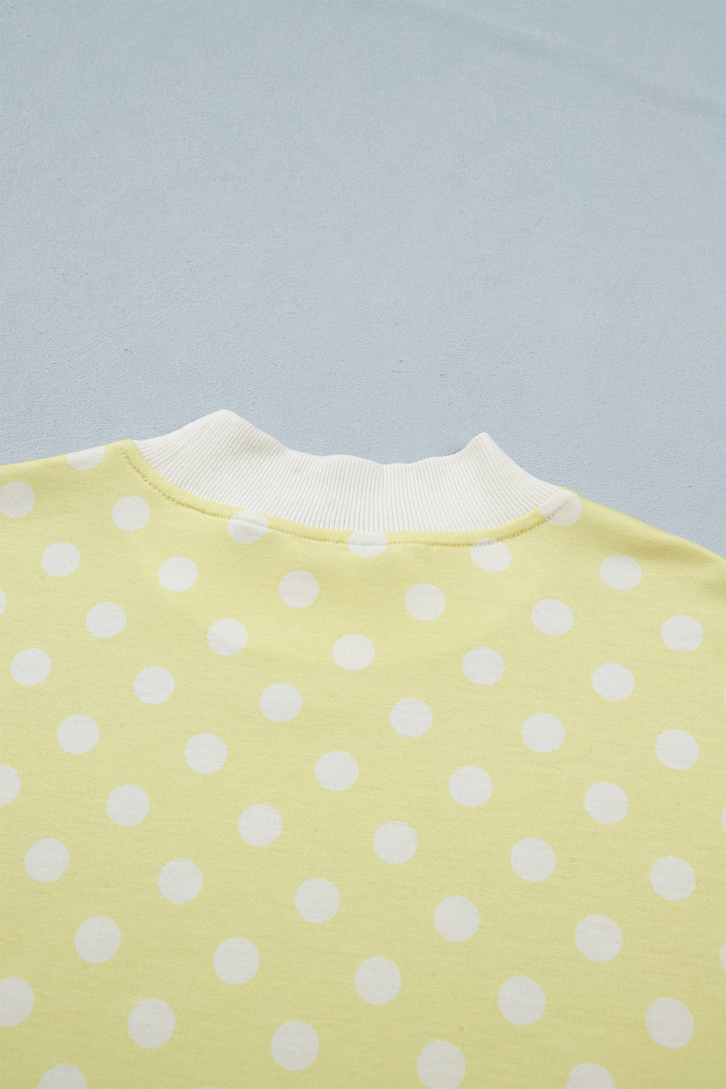 Polka Dot Print Color Block Trim Mock Neck Short Set