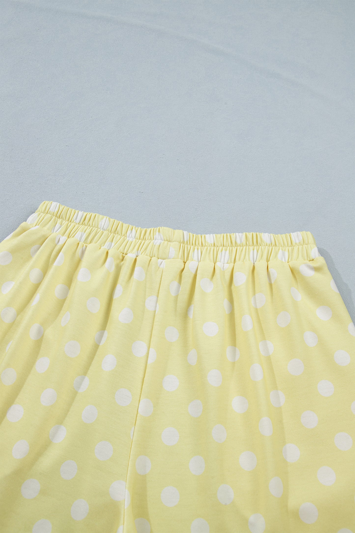 Polka Dot Print Color Block Trim Mock Neck Short Set