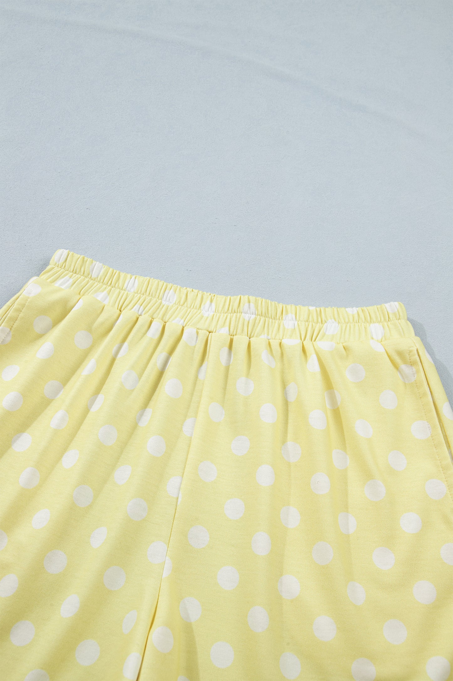 Polka Dot Print Color Block Trim Mock Neck Short Set