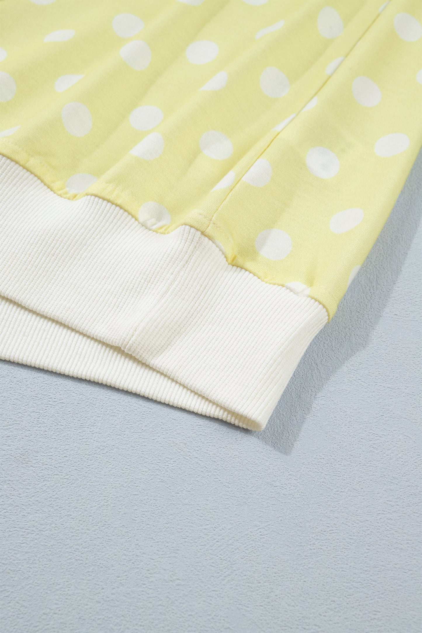 Polka Dot Print Color Block Trim Mock Neck Short Set